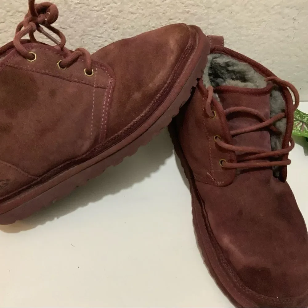 UGG Neumel 3236 Men's Burgundy Suede Cordovan Ankle Boots size 9/42